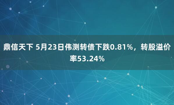 鼎信天下 5月23日伟测转债下跌0.81%，转股溢价率53.24%