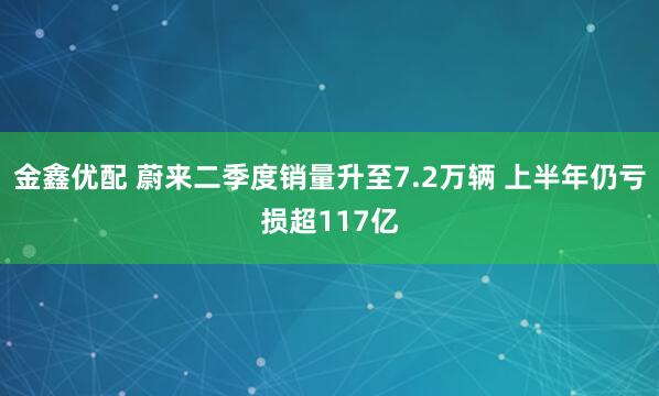 金鑫优配 蔚来二季度销量升至7.2万辆 上半年仍亏损超117亿